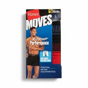 Hanes X-Temp Performance Boxer Briefs - Black & Red 5 pair Large